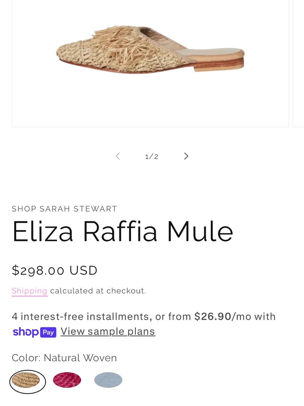 SARAH STEWART Eliza Raffia Handcrafted Mules Size 9 NWT - Picture 2 of 12